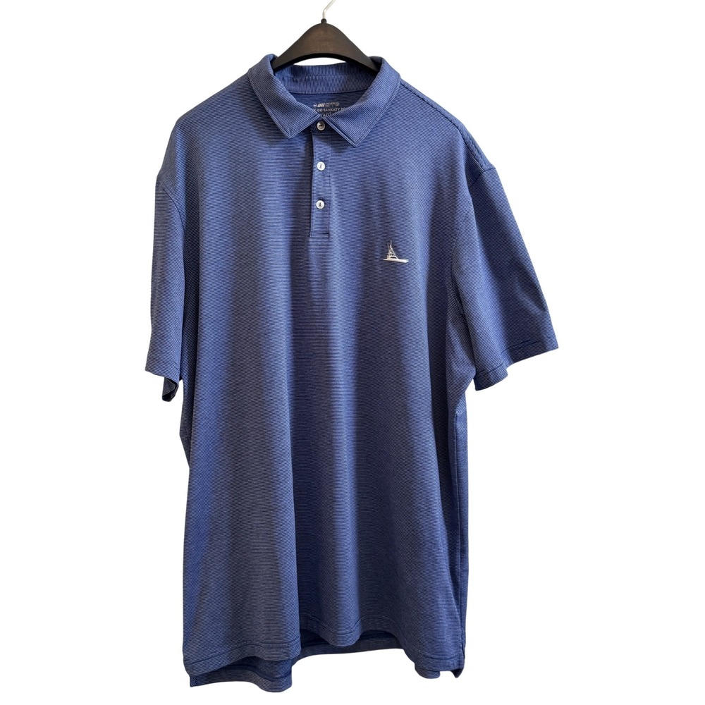 Vineyard Vines Sankaty Polo Shirt Men's XXL Blue Stripped On The Go Performance